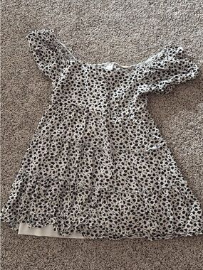 Altar'd State White and Black Floral Tiered Dress